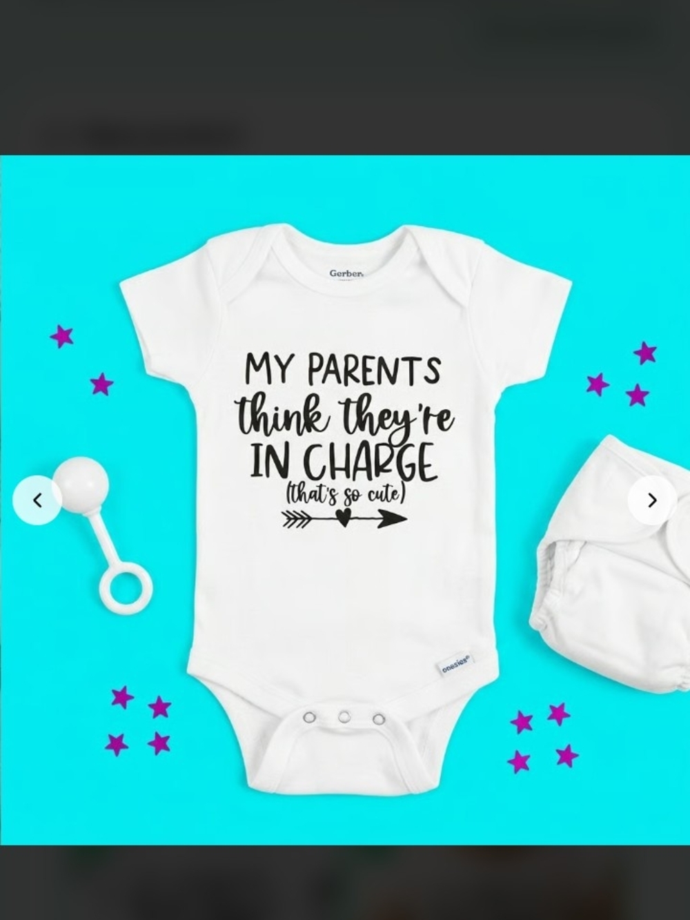 Gerber White Baby Bodysuit - "My Parents Think They're In Charge"